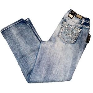 Women's Earl Jeans Capris size 6 MidRise Embellished Pocket Denim, NEW with Tags